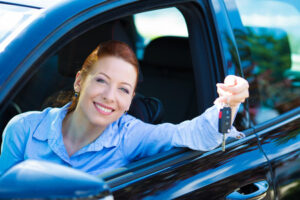 Woman in New Car